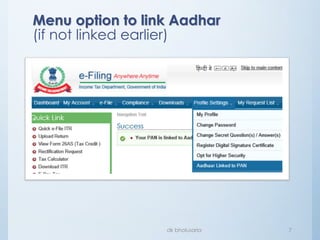 Linking Aadhar to PAN
 