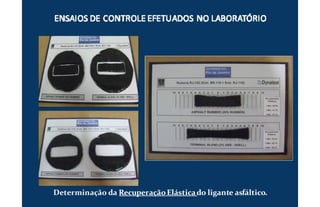 Determinação da RecuperaçãoElásticaRecuperaçãoElásticado ligantedo ligante asfálticoasfáltico..
 