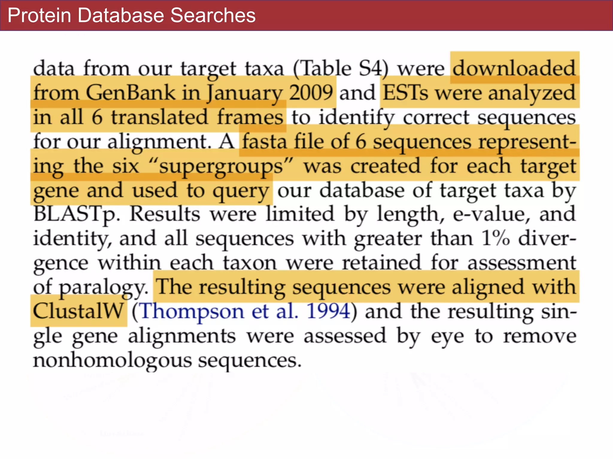 Protein Database Searches
 