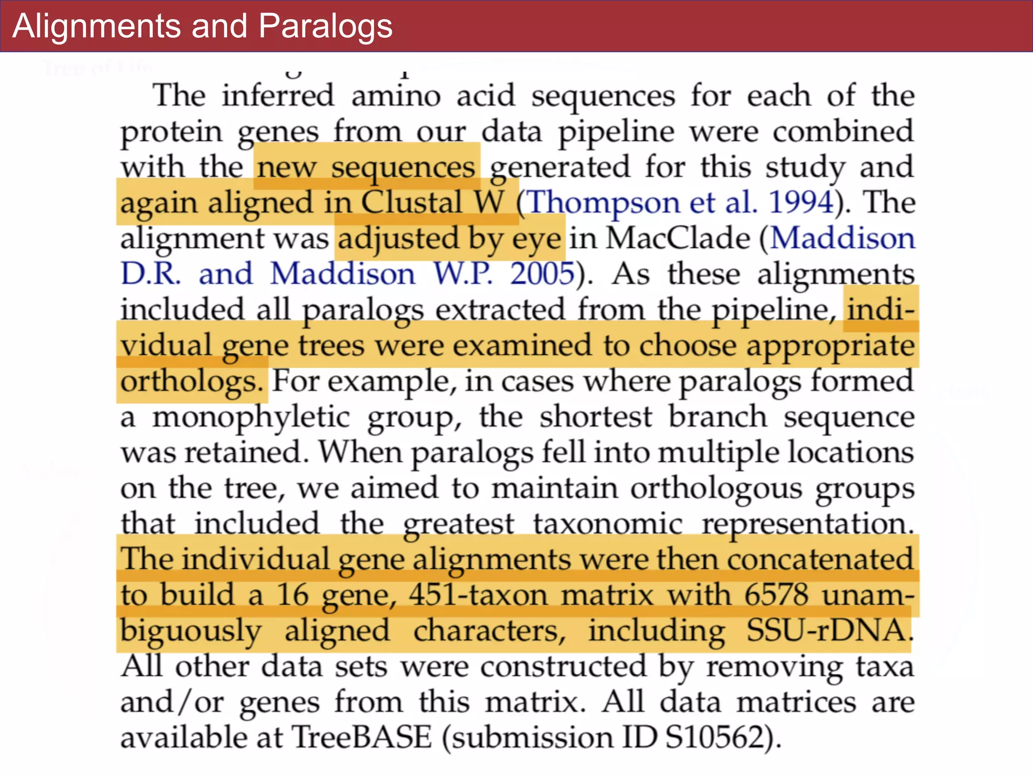 Alignments and Paralogs
 