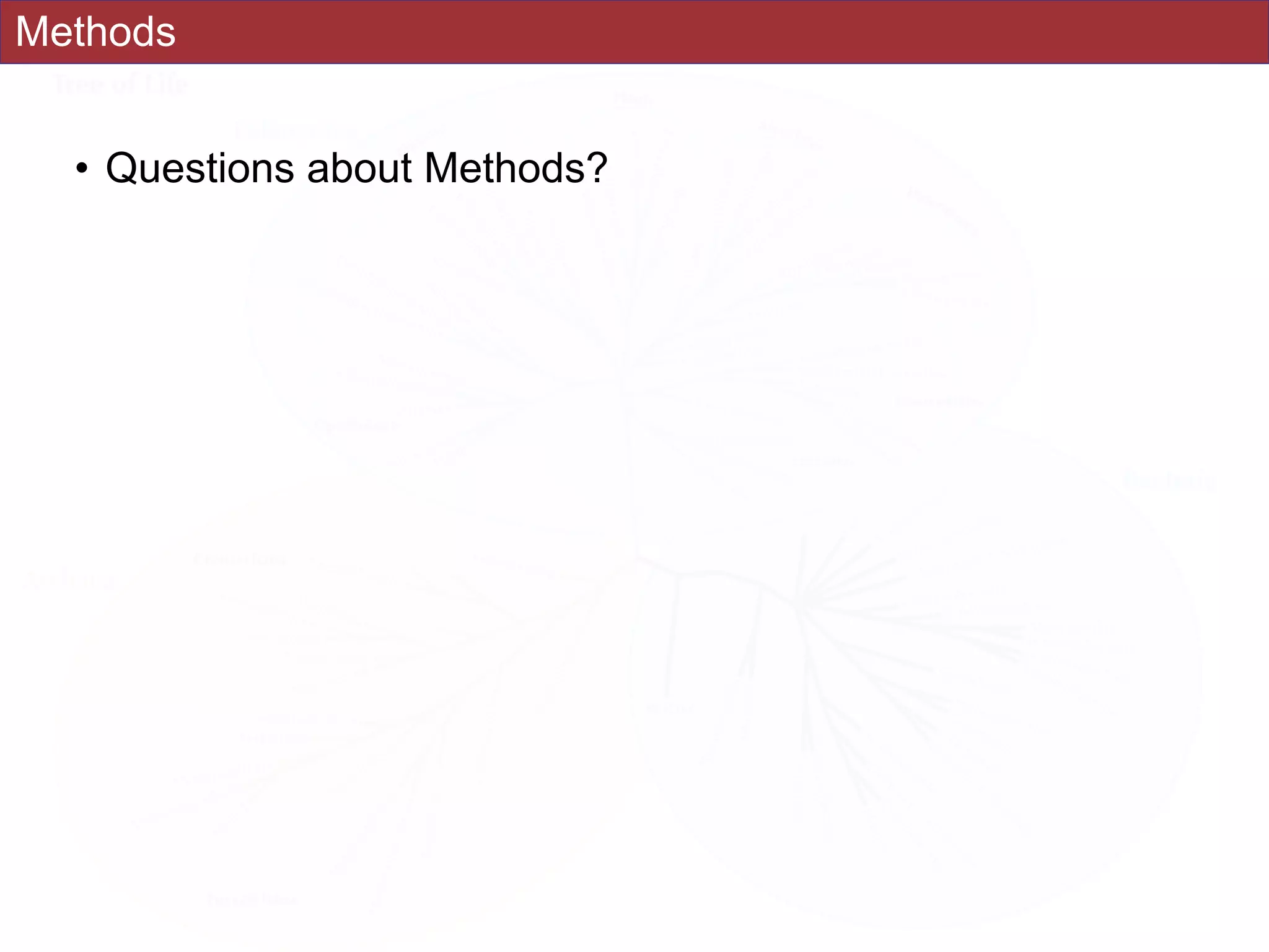 Methods
• Questions about Methods?
 