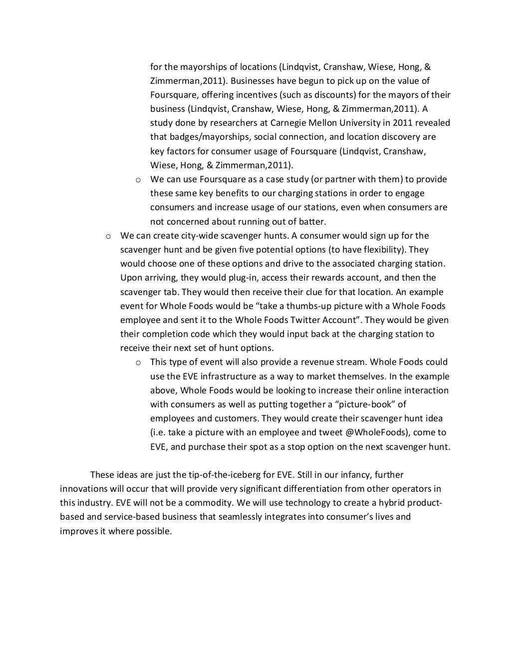Electric Vehicle Enterprises Prospective Business Plan