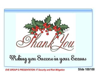 Slide 100/100EVE GROUP G PRESENTATION: IT Security and Risk Mitigation
 