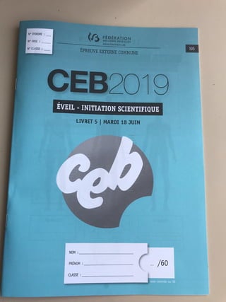 Eveil - Initiation scientifique : épreuve du CEB 2019