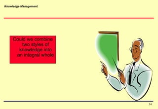 Knowledge Management
Could we combine
two styles of
knowledge into
an integral whole
34
 