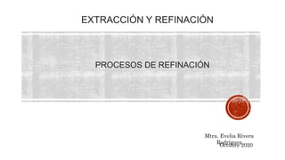 Octubre 2020
EXTRACCIÓN Y REFINACIÓN
PROCESOS DE REFINACIÓN
Mtra. Evelia Rivera
Rodríguez
 