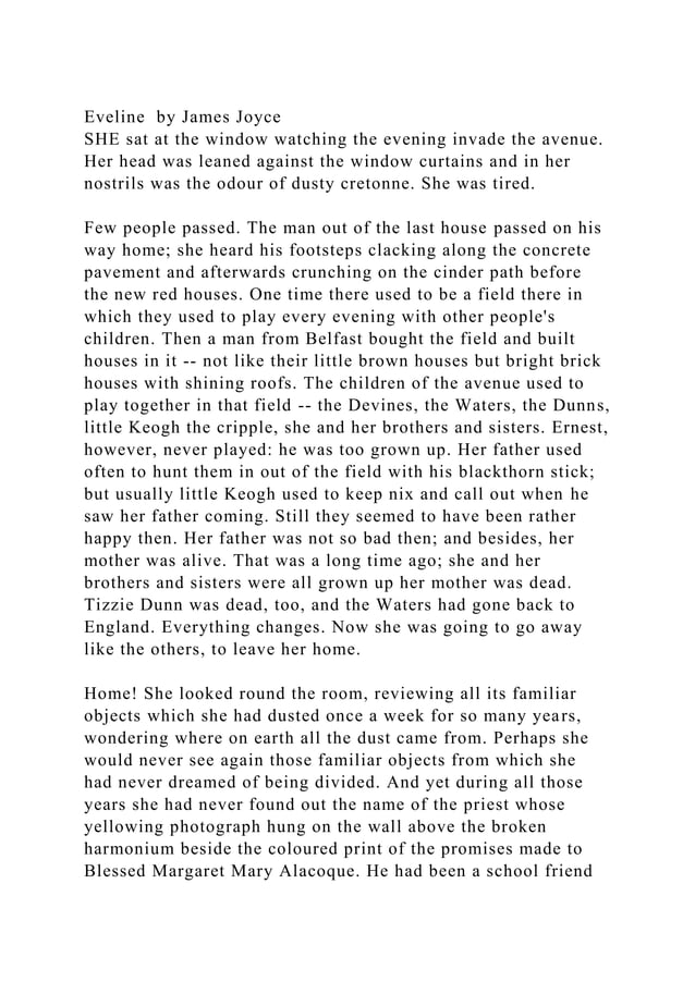 Eveline by James JoyceSHE sat at the window watching the evening .docx