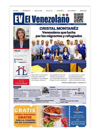 Periódico EV El Venezolano Cristal Montañéz Venezolano que lucha por los migrantes y refugiados Febrero 28, 2023