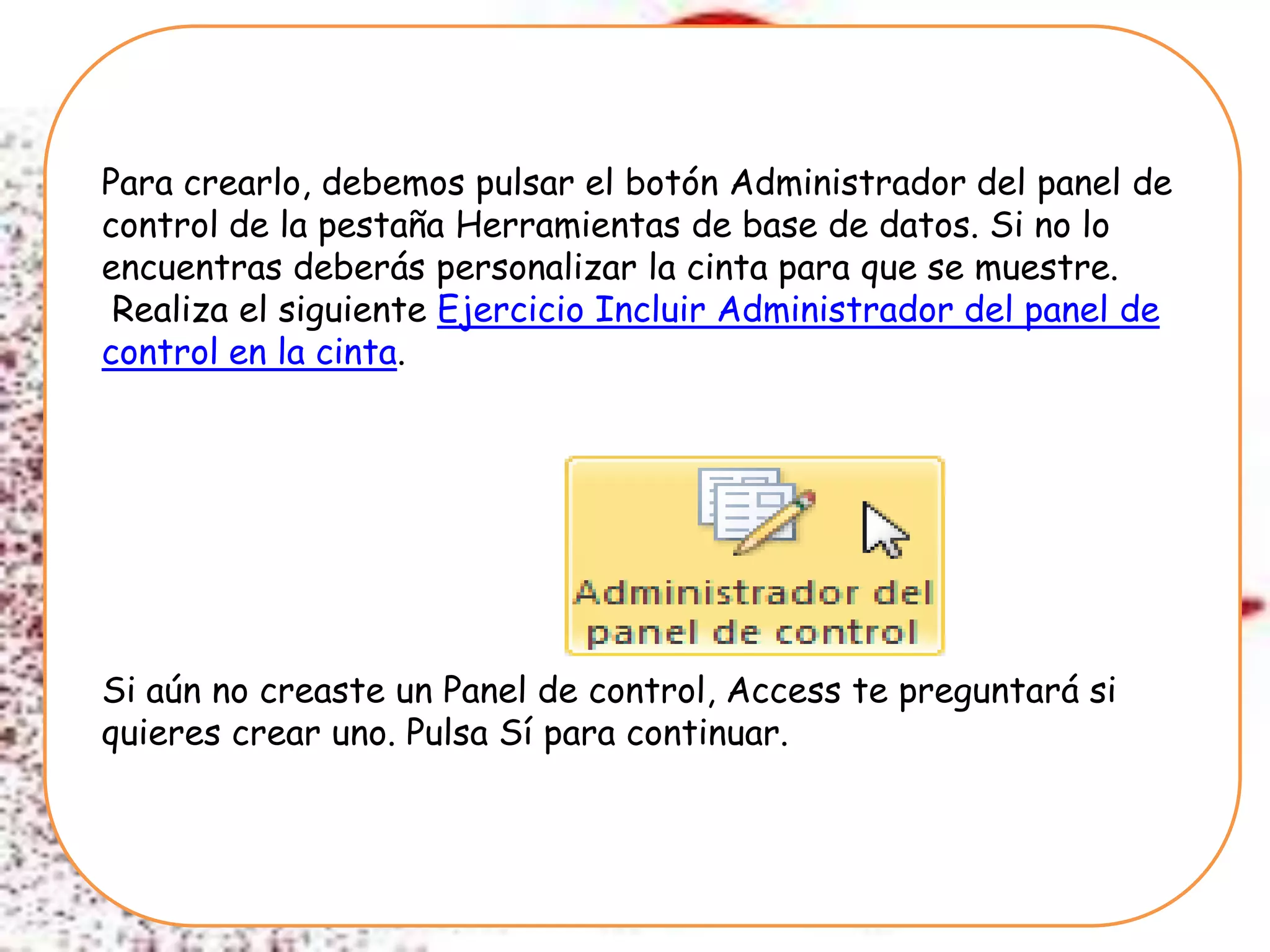 Evelyn cevallos...panel de control en access Evelyn cevallos...panel de control en access