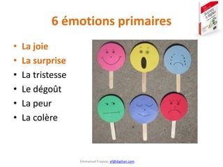 Emmanuel Fraysse, ef@digilian.com
6 émotions primaires
• La joie
• La surprise
• La tristesse
• Le dégoût
• La peur
• La colère
 