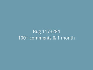 Bug 1173284
100+ comments & 1 month
 