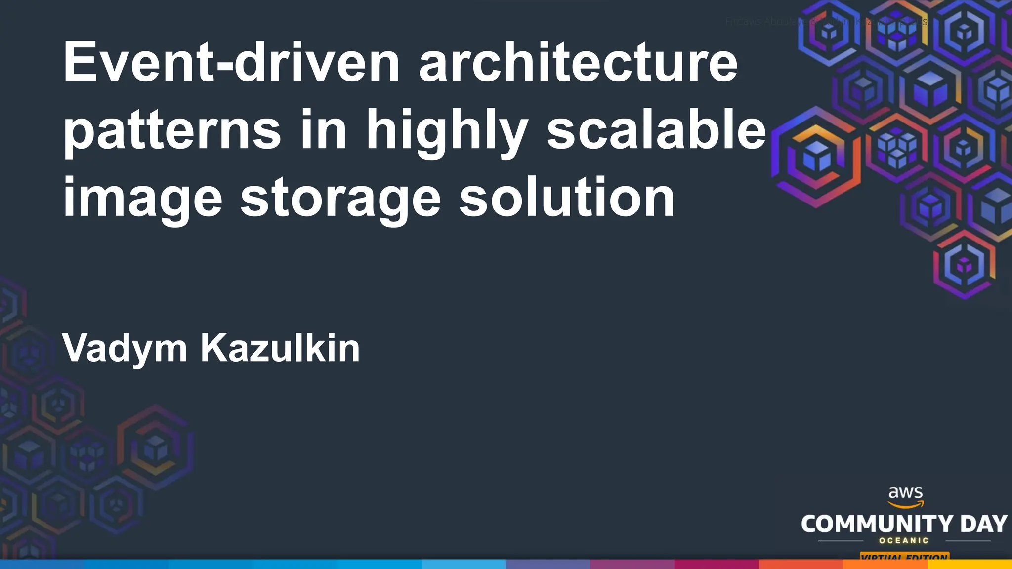 Firdaws Aboulaye & Vadym Kazulkin ip.labs
Event-driven architecture
patterns in highly scalable
image storage solution
Vadym Kazulkin
 