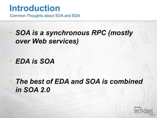 IntroductionEvent Driven ArchitectureSOA vs EDAHow to ImplementResourcesQ&AAgenda