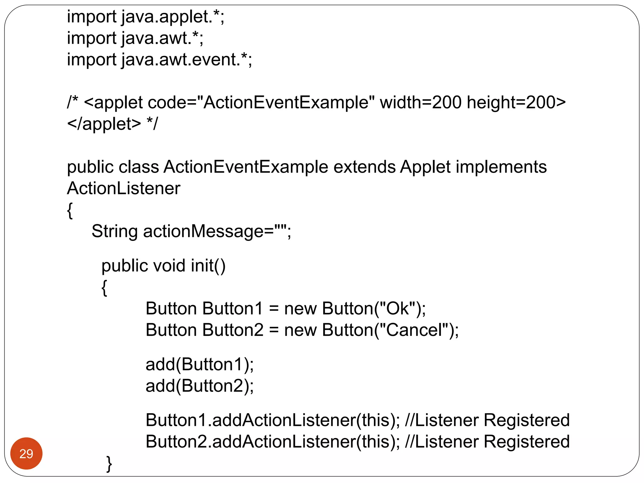 Advance Java Programming(CM5I) Event handling | PPTX | Programming ...