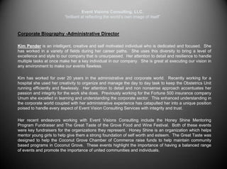 Event Visions Consulting, LLC.“brilliant at reflecting the world’s own image of itself”