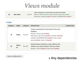 Views module




        + Any dependencies
 