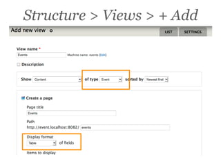 Structure > Views > + Add
 