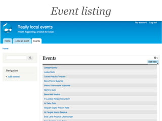Event listing
 