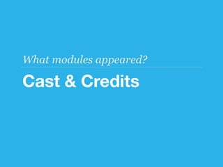 What modules appeared?

Cast & Credits
 