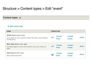 Structure > Content types > Edit “event”
 