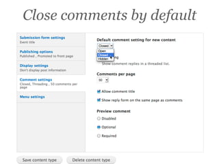 Close comments by default
 