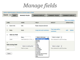 Manage fields
 