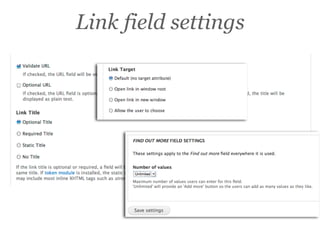 Link field settings
 