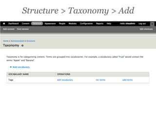 Structure > Taxonomy > Add
 