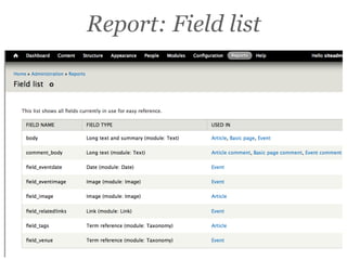 Report: Field list
 