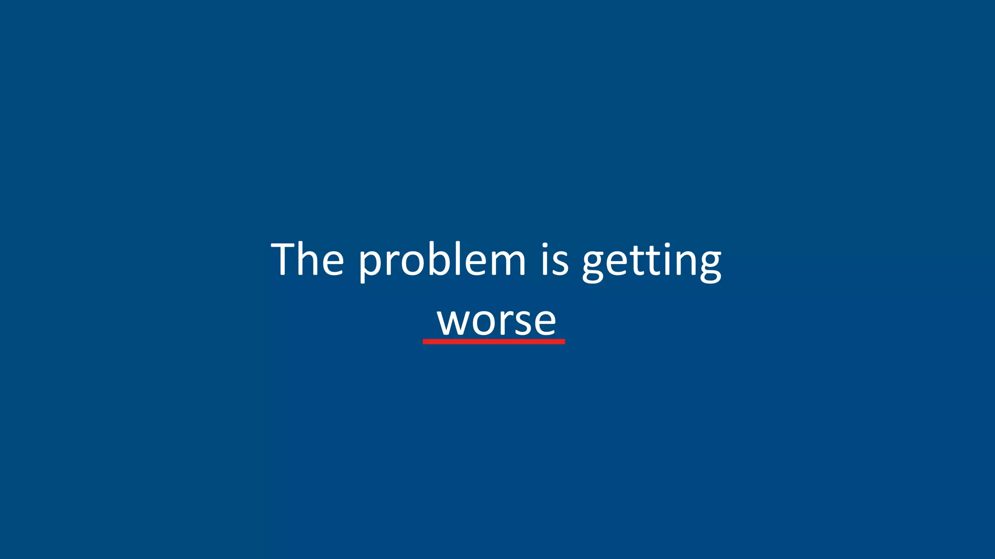 The problem is getting
worse
 