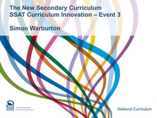 The New Secondary Curriculum SSAT Curriculum Innovation – Event 3 Simon Warburton  