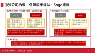 加強公司治理 – 保障股東權益、Sogo條款
資料來源：經濟部 18
 