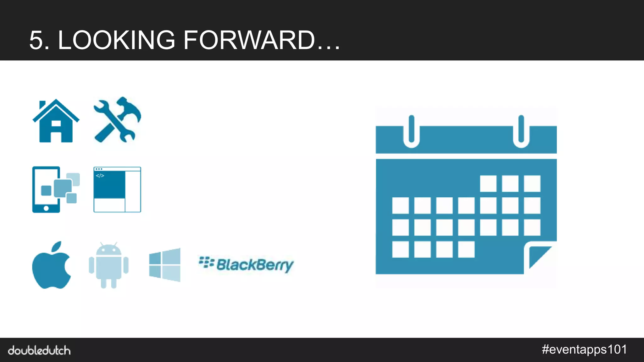#eventapps101
5. LOOKING FORWARD…
 