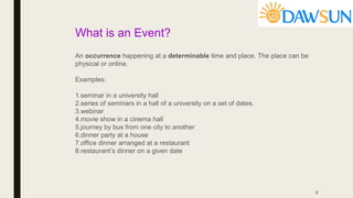 Event Defintion Computer Science Examples Event Booking Management | PPT