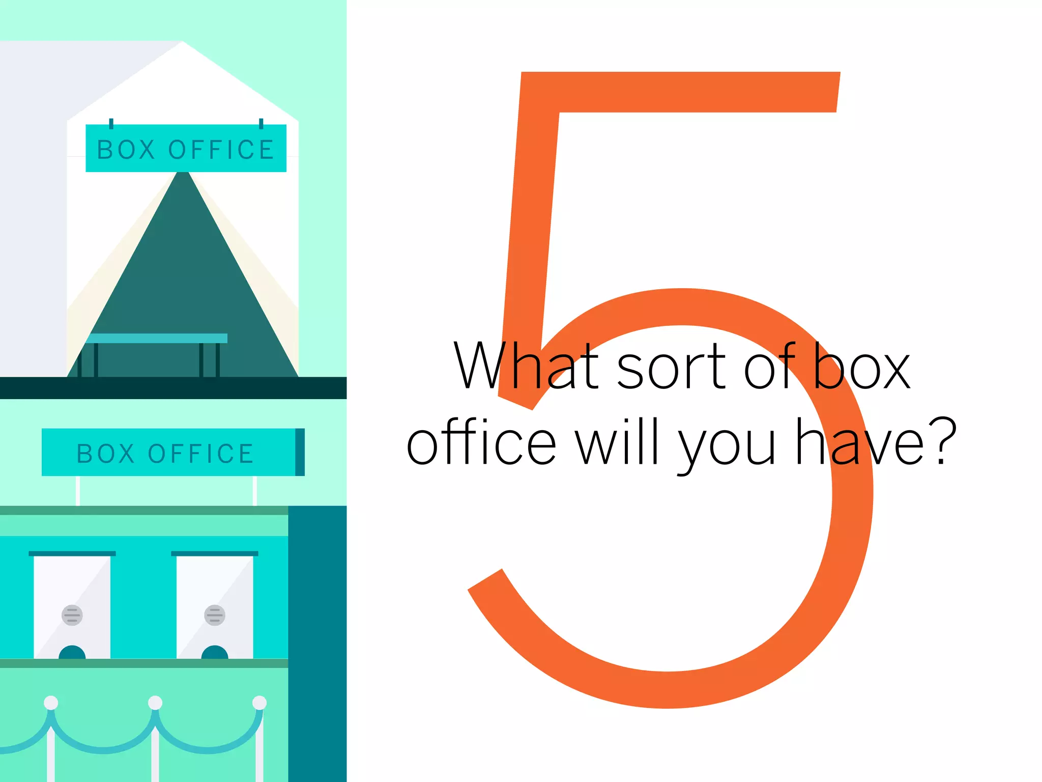 BOX OFFICE
5What sort of box
office will you have?
BOX OFFICE
 