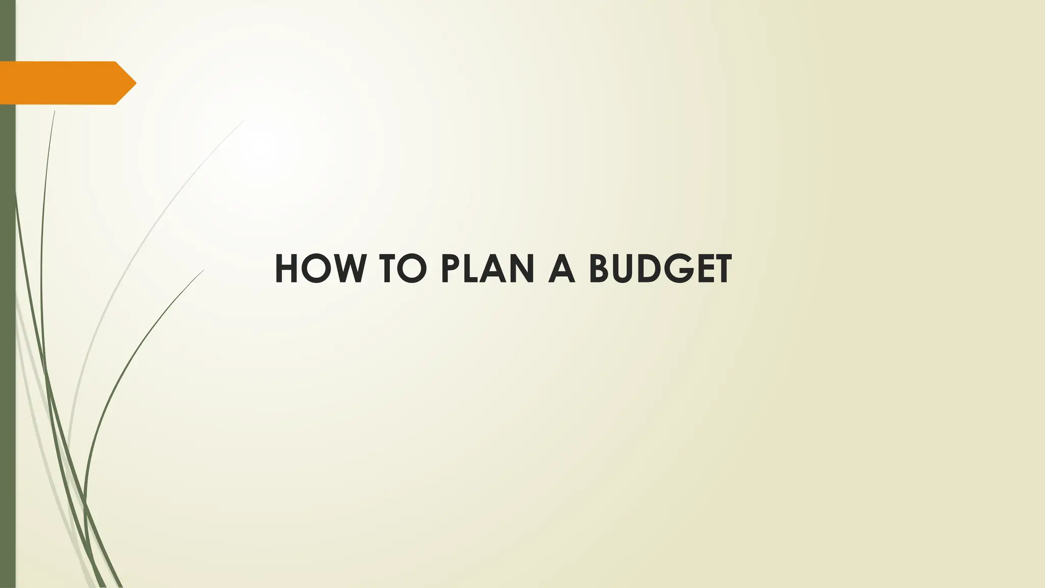 HOW TO PLAN A BUDGET
 