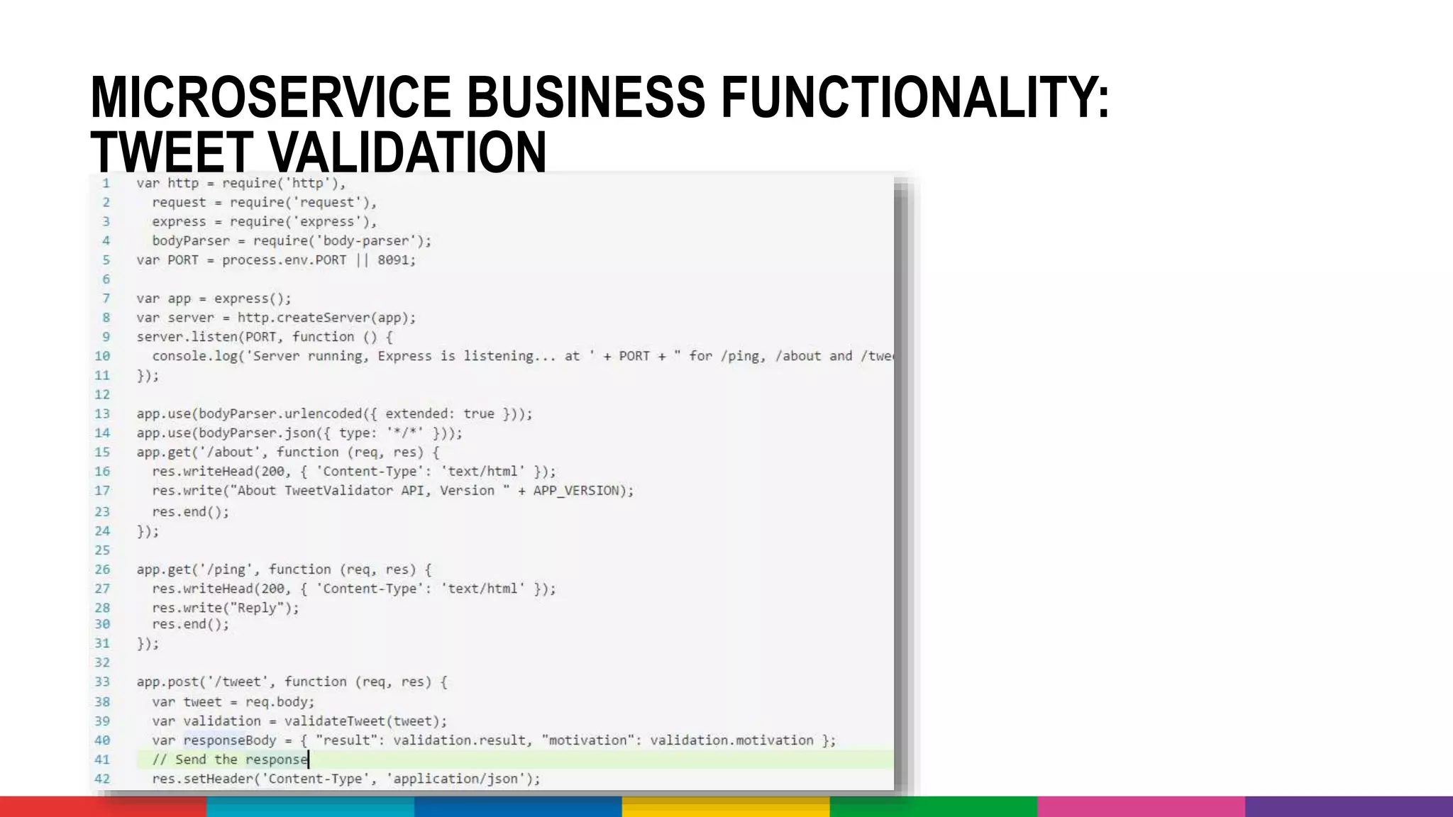 MICROSERVICE BUSINESS FUNCTIONALITY:
TWEET VALIDATION
 