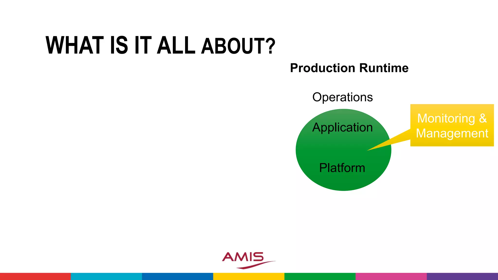 WHAT IS IT ALL ABOUT?
Application
Platform
Production Runtime
Operations
Monitoring &
Management
 
