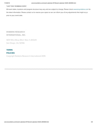 Tony Robbins Event Calendar 2020 PDF Tony Robbins Event Calendar 2020 PDF