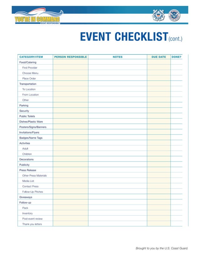 Event checklist PDF