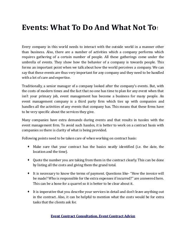 events what to do and what not to every company in this world needs