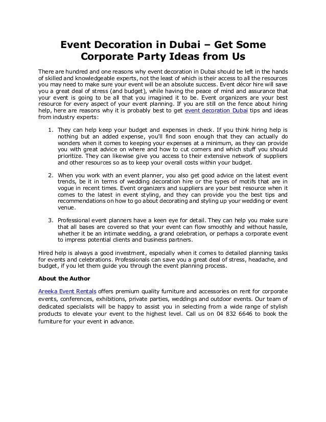 Event Decoration In Dubai Get Some Corporate Party Ideas From Us