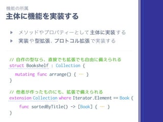 // Int 型の値を String 型で忠実に再現（全幅変換）
struct String {
init(_ value: Int, radix: Int = 10)
}
// UInt32 型の値をビットパターンとして Int32 型に再解釈
struct Int32 {
init(truncatingBitPattern pattern: UInt64)
}
 