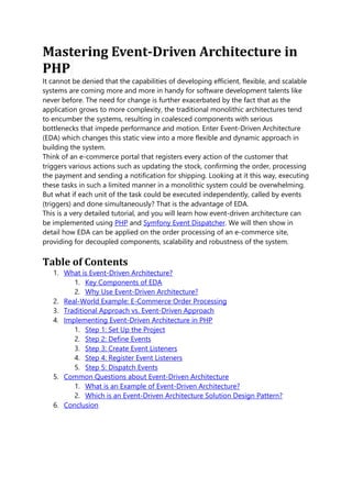 Explore Event Driven Archtecture using PHP | PDF