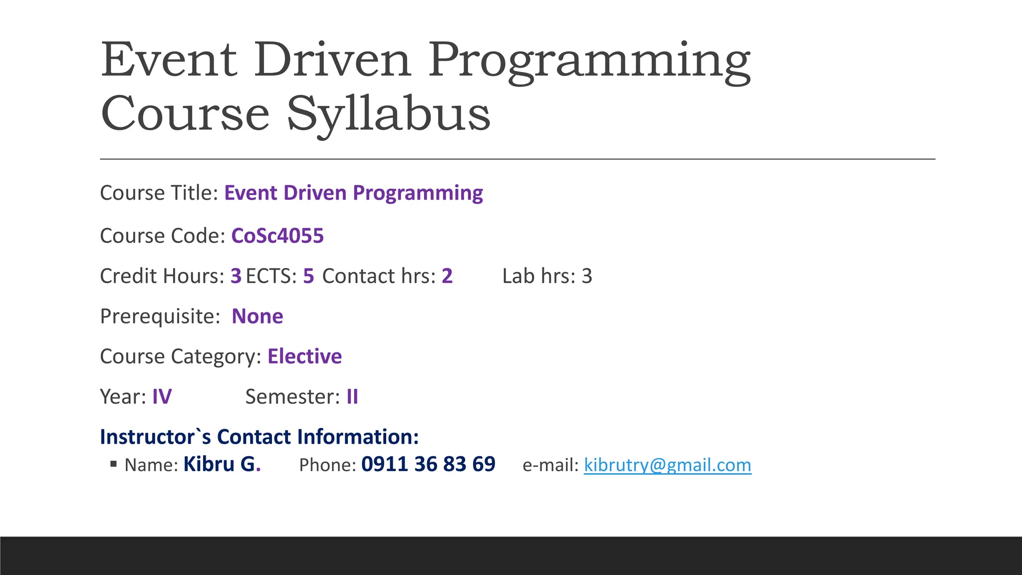 Event Driven Programming Course Outline.pptx | Web Development | Internet