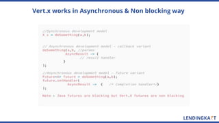 Vert.x works in Asynchronous & Non blocking way
 