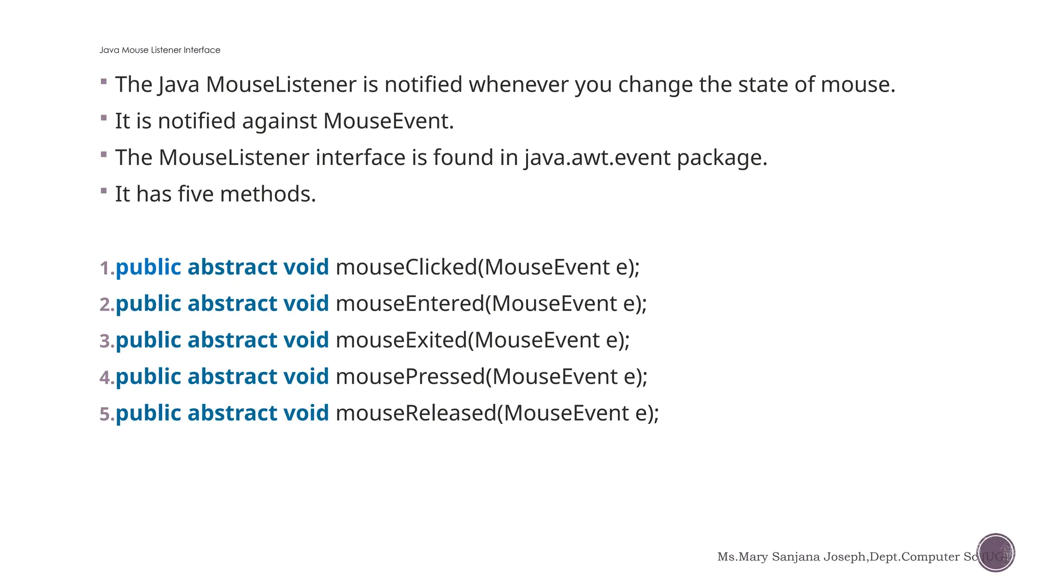 EVENT HANDLING in Object Oriented Programming in Java | PPT