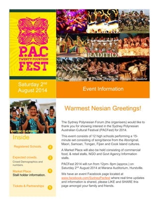 Sydney PACFest 2014- Event Information Sheet May 2014 | PDF