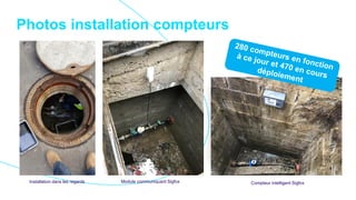 Photos installation compteurs
Installation dans les regards Module communiquant Sigfox Compteur intelligent Sigfox
 