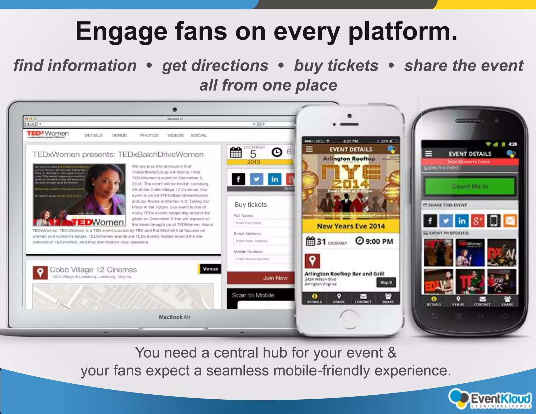 Spend less time promoting.
Create your event in one place.
Let attendees:
- view event info
- share with friends
- register for the event
from any platform
Promote it everywhere.
 